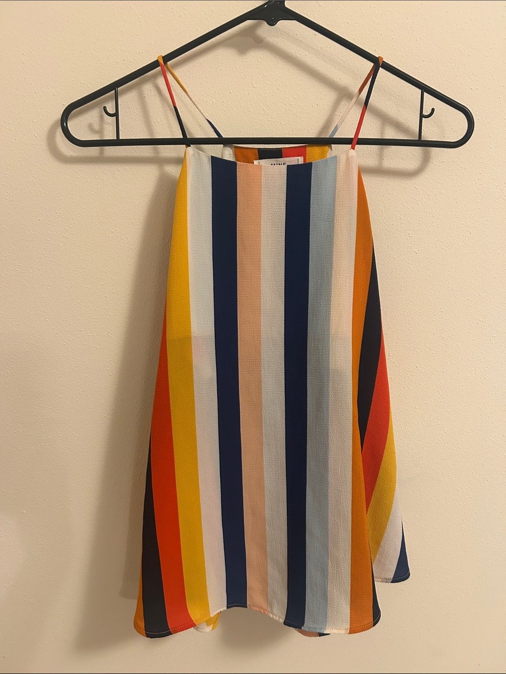 MINE Striped Spaghetti Strap Tank in Navy, Mustard & Orange